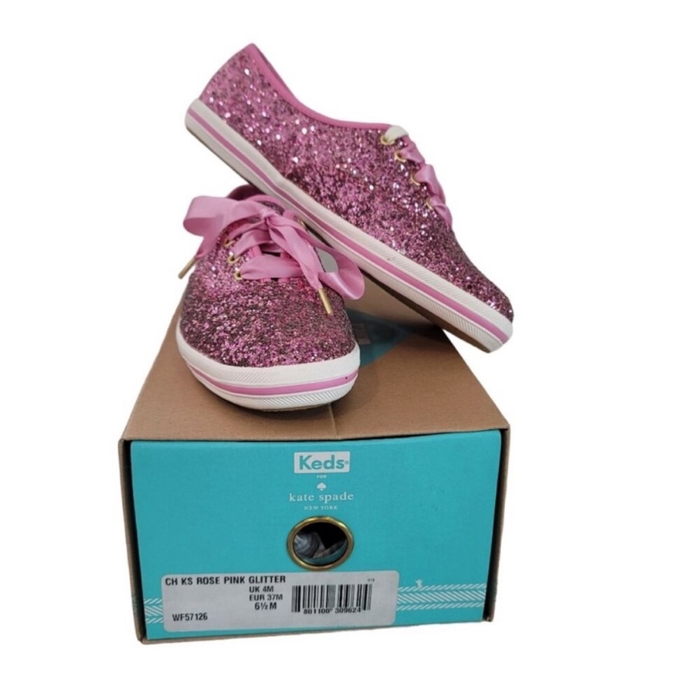Keds X Kate spade pink glitter shoes 6.5 - Picture 3 of 4